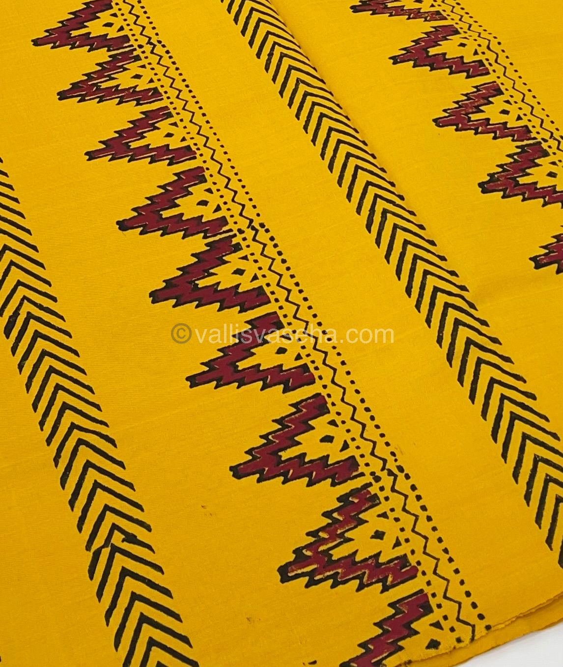 Poly Silk Mixed Printed Cotton - Yellow with Grey - VVPCP002