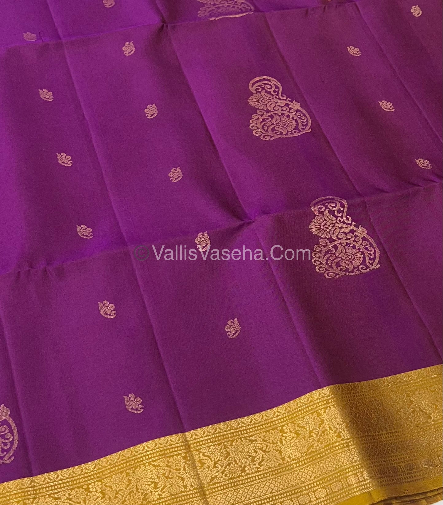 Pure Soft Silk Saree - Kanchi Border - Purplish Pink & Mustard Combo - VVPSS046