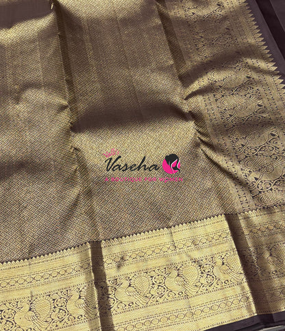 Pure Kanchipuram Silk Saree - Maroon With Brown - VVPS094