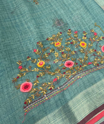 French Knot - Tissue Saree - Blue Shade - VVLFN001