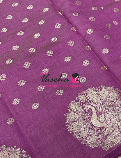 Semi Tussar Silk Saree | Wine Shade |VVSTS056