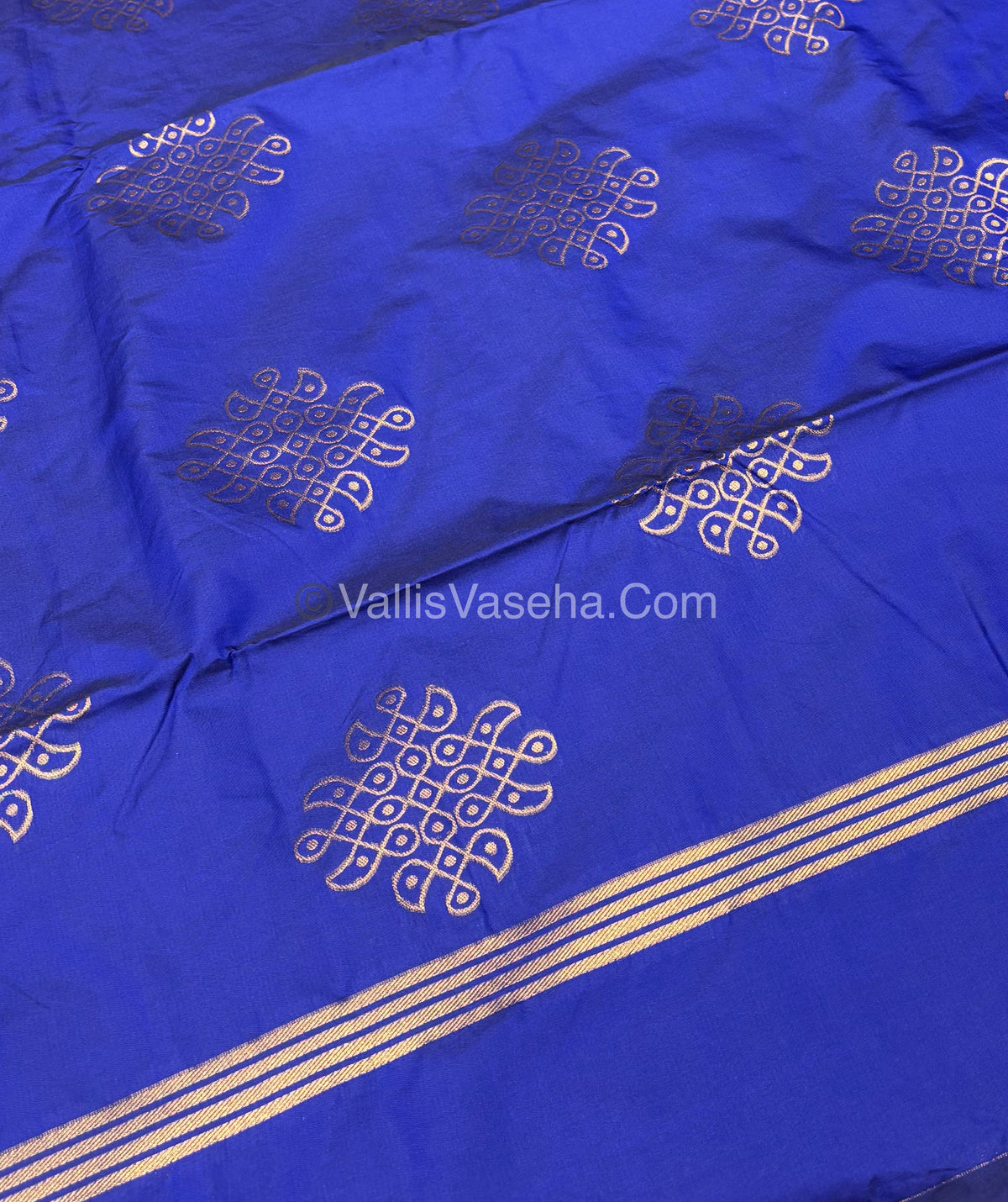 Semi Soft Silk - Kolam Design - Royal Blue / Dark Blue  Shade -VVSSS029