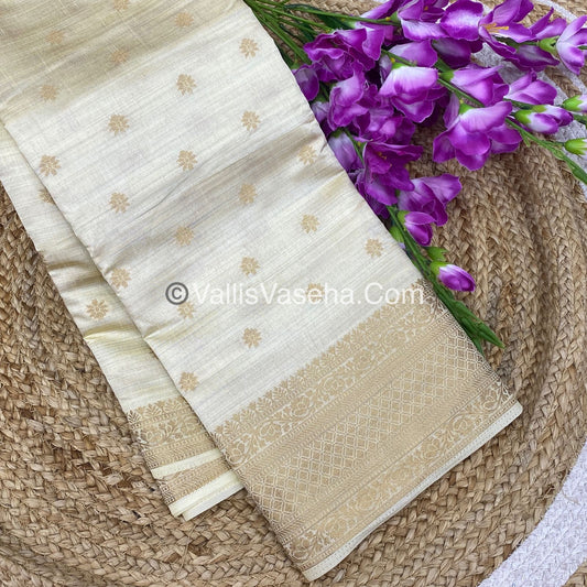 Semi Tussar Silk  - Cream Shade - VVSTS013