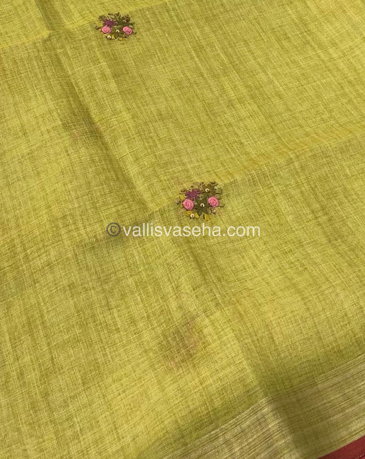 French Knot - Tissue Saree - Green Shade - VVLFN001