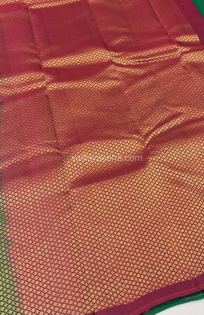 Pure Soft Silk Saree -Double tone Green with Merunish Pink - VVPSS020