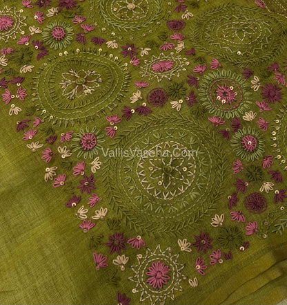 French Knot - Tissue Saree - Green Shade - VVLFN010