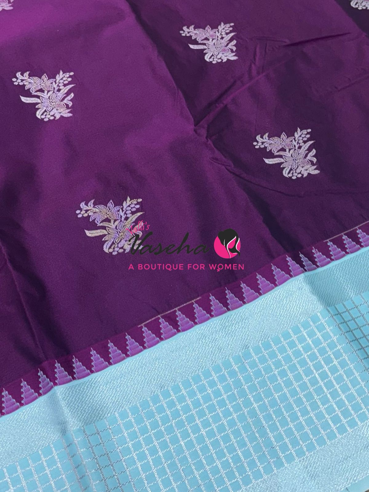 Semi Kanchi Silk  - Purple & Blue - VVSKS007