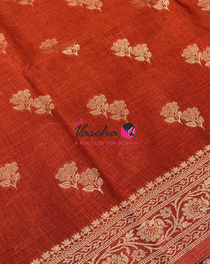 Banarasi - Heritage Silk - Semi Kathan Silk - Rust Orange Shade - VVBHS011