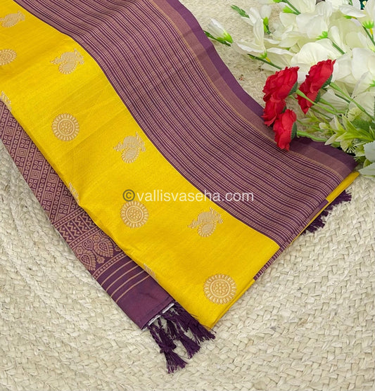 Semi Chappa Silk - Yellow & Purplish Wine - VVSC003