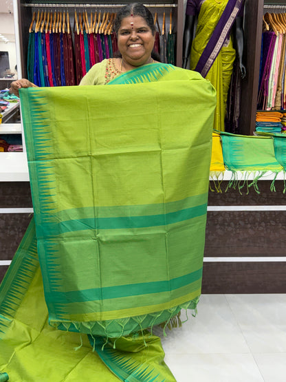 Semi Raw Silk - Green With Green Shade - VVRS007