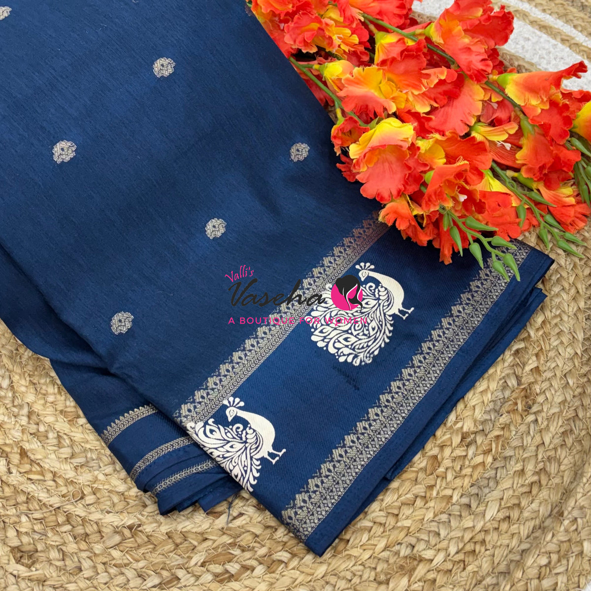 Casual Wear Saree - Semi Binny / Semi Dola Silk - Ramar Blue Shade - VVSDS007