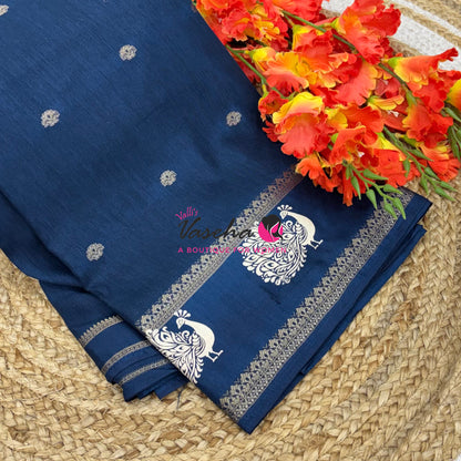 Casual Wear Saree - Semi Binny / Semi Dola Silk - Ramar Blue Shade - VVSDS007