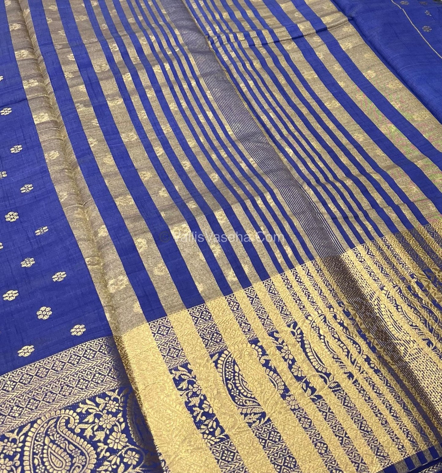 Semi Tussar Silk  - Navy Blue Shade  - VVSTS012