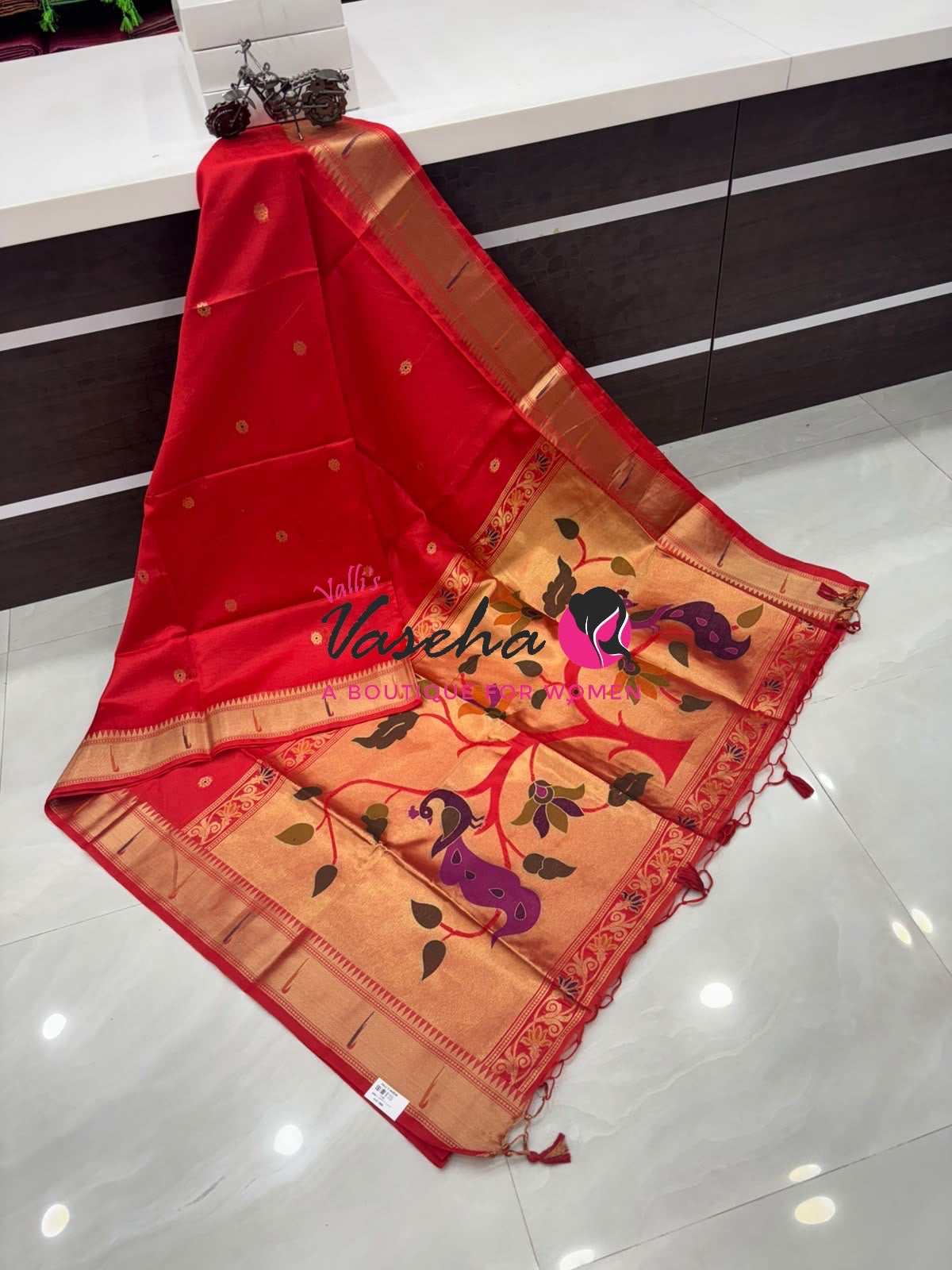 Semi Paithani Saree  - Red Shade - VVSPS001