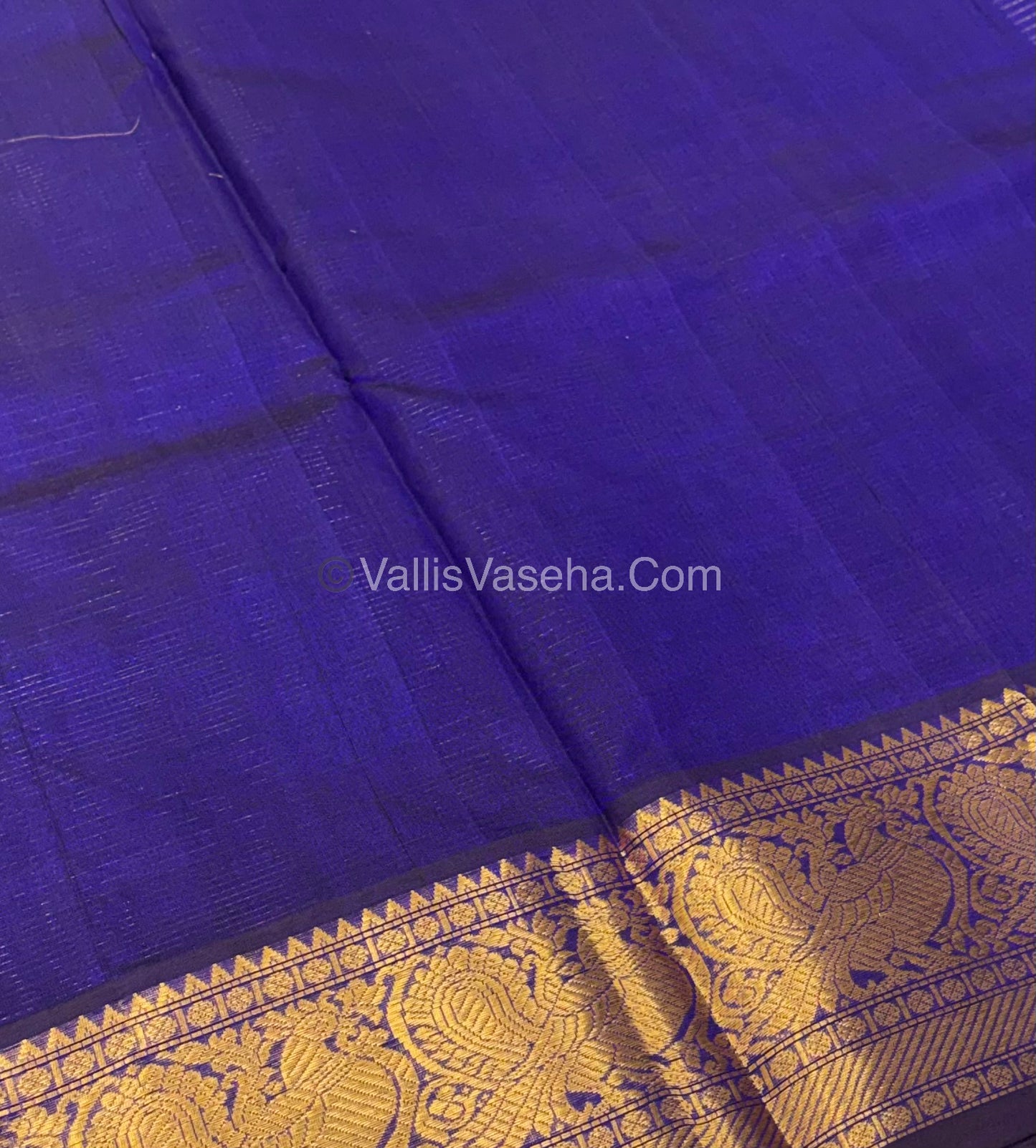 Pure Silk Cotton Saree - Vairavoosi checks - Mayil & Chakkaram - Violetish Blue Shade - VVMCV001