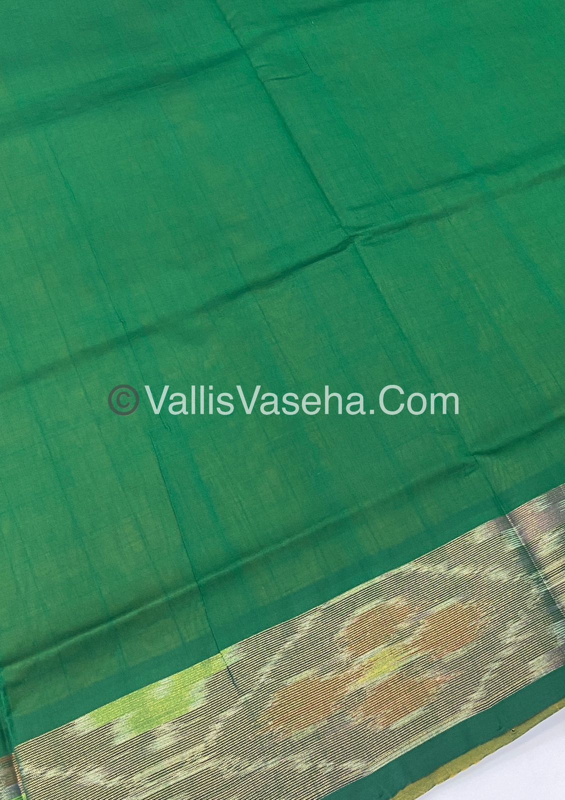 Semi Silk Cotton Saree - Yellow & Green  - VVSSC001