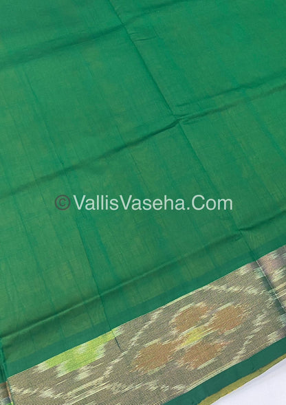 Semi Silk Cotton Saree - Yellow & Green  - VVSSC001