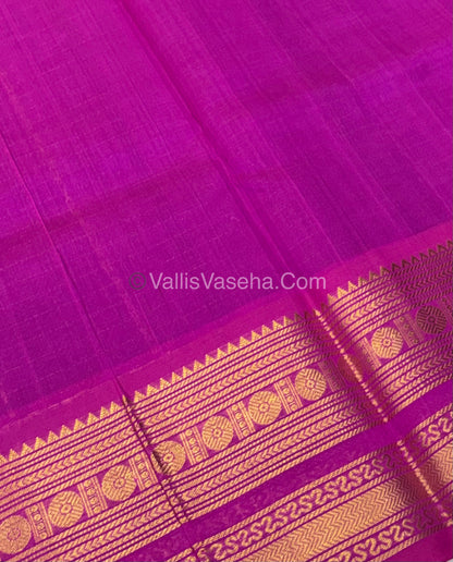 Pure Silk Cotton Saree | Blue With Pink Shade |Lakshadeepam Design VVPLD002