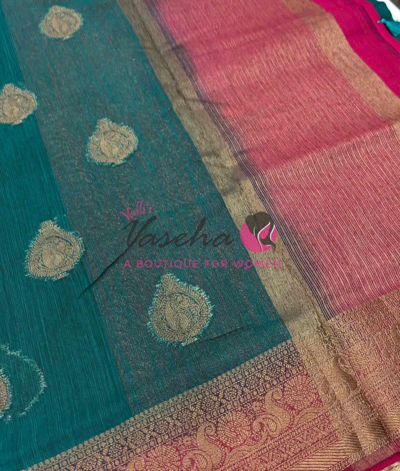 Bamboo Silk Saree- Light Green with Pink Shade - VVBSS013