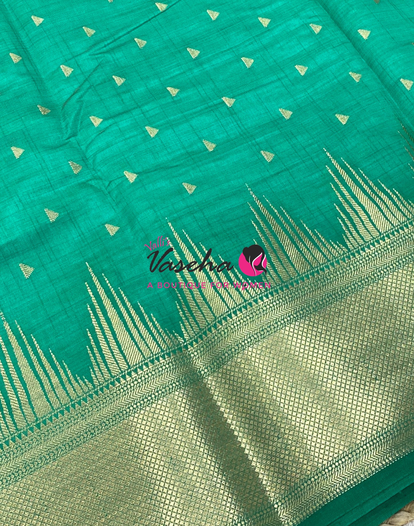 Semi Tussar Silk Saree | Green Shade |VVSTS054