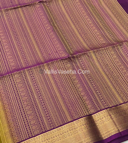Pure Soft Silk Saree - Mustard & Purple Combo - VVPSS048