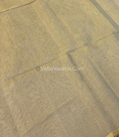 Pure Maheshwari Tissue Silk - Triple Tone Light Grey  & Gold Shade - VVMTS001