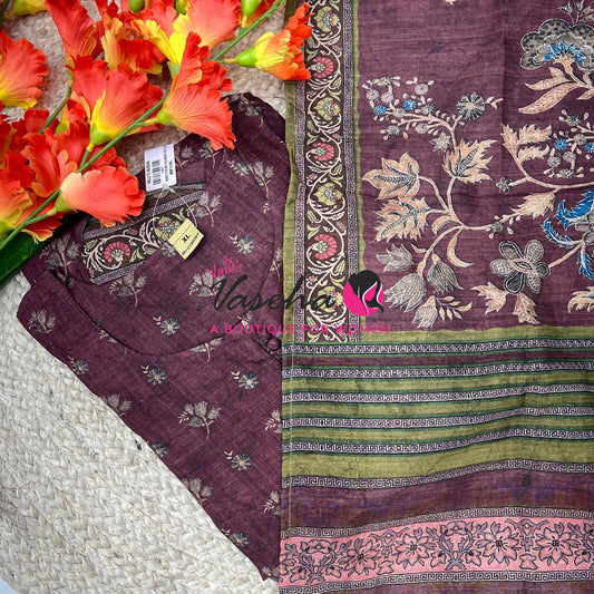 Ready Made | Anarkali |Long Gown & Duppatta (2pc)|Wine Shade- VVLGD001