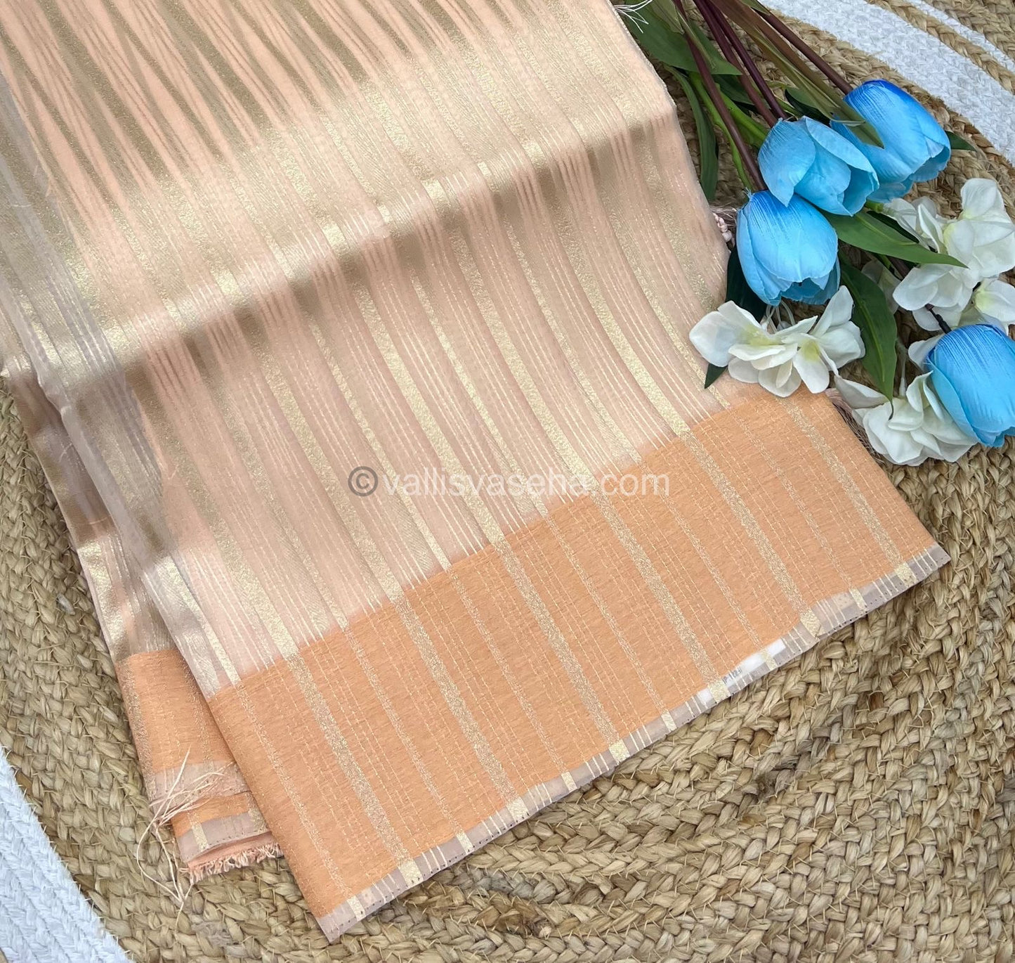 Organza Saree - Light peach Shade   - VVOS001