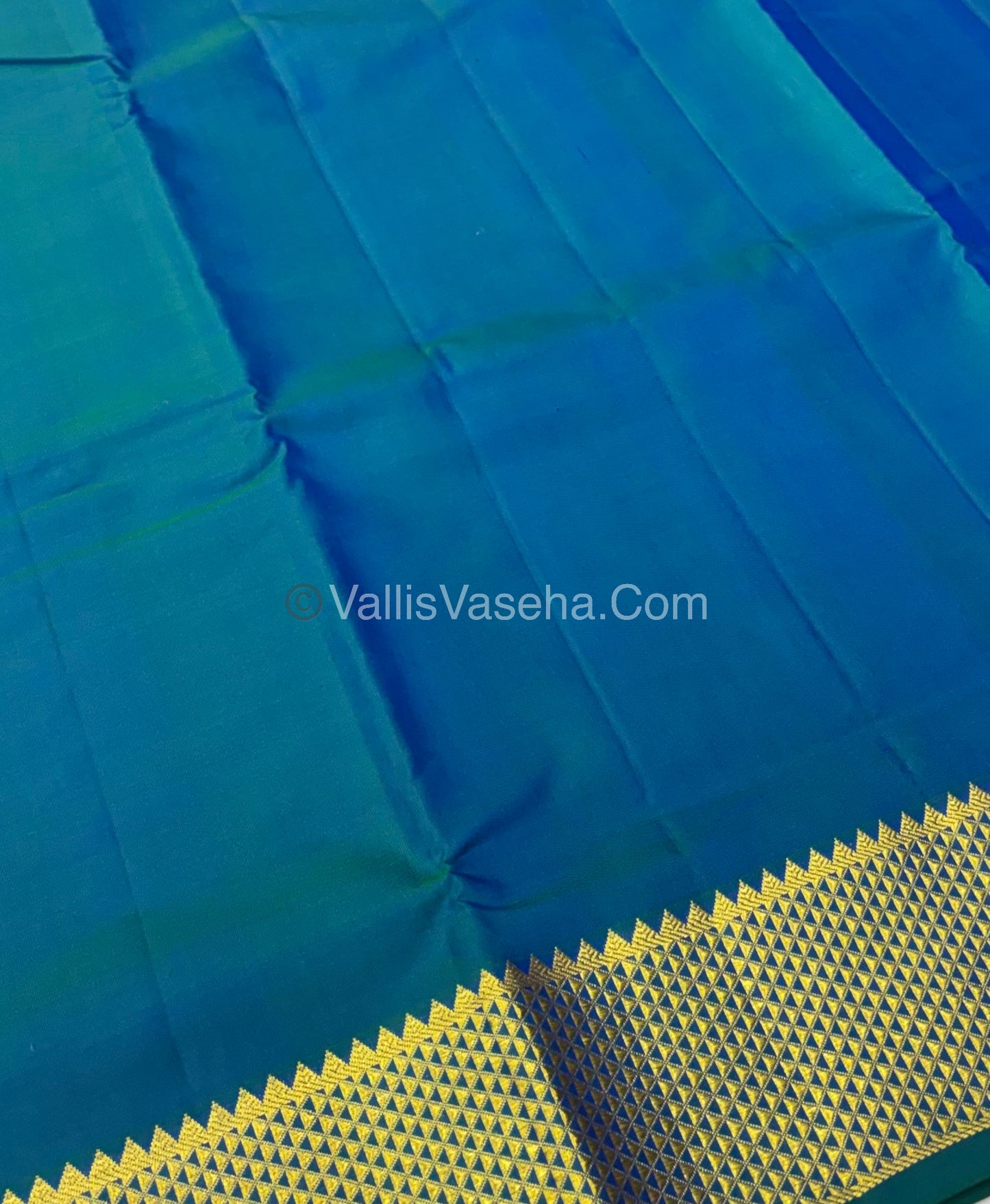 10 yards - Pure Silk - Peacock Blue Shade  - VVTYPS01