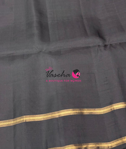 Pure Soft Silk Saree  - Kolam Weaving  - Grey & Black Combo - VVPSS143