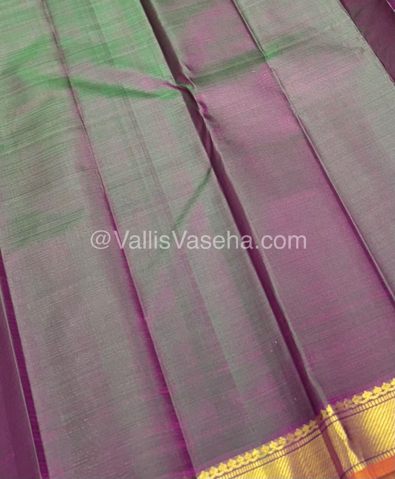 Pure Kanchipuram Silk Saree - Pink & Manthulir Green Combo - VVPS016