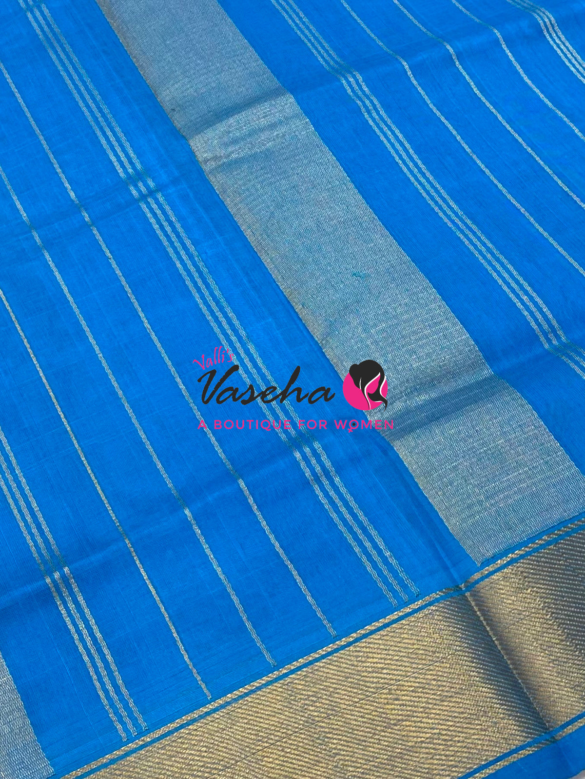 Pure Silk Cotton Sarees - Blue  With Blue - VVPSC003