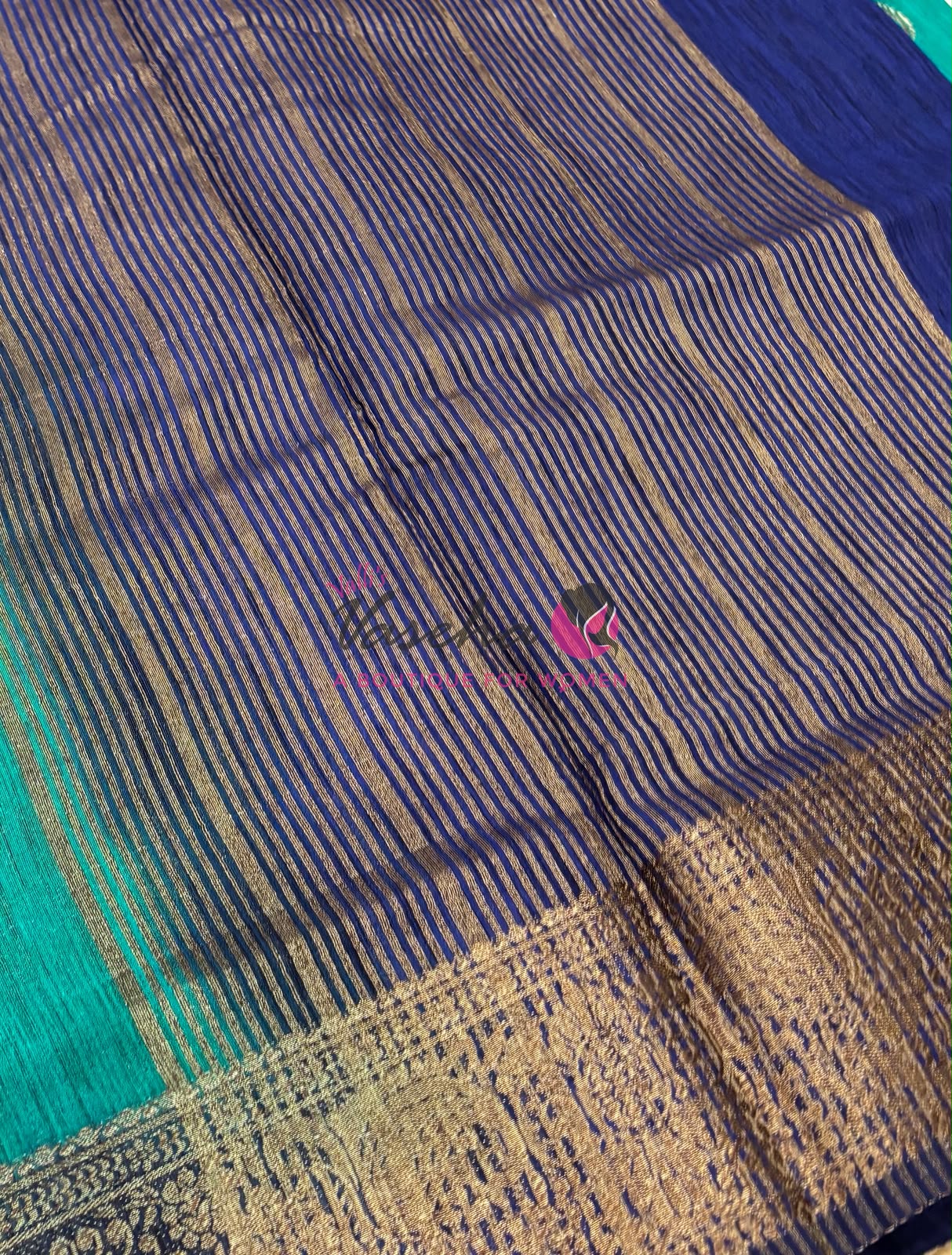 Bamboo Silk Saree- Green with Blue Shade - VVBSS016