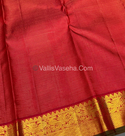 Pure Kanchipuram Silk Saree - Vaira Voosi Design - Red Shade - VVPS030