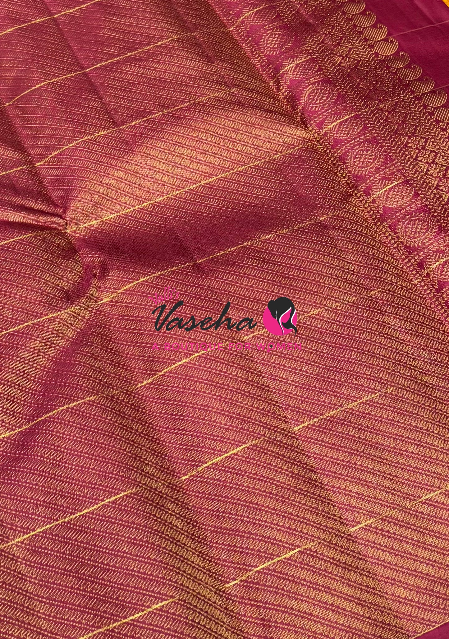 Pure Kanchipuram Silk Saree - Pazhum Pazhamum Checks - VVPS017