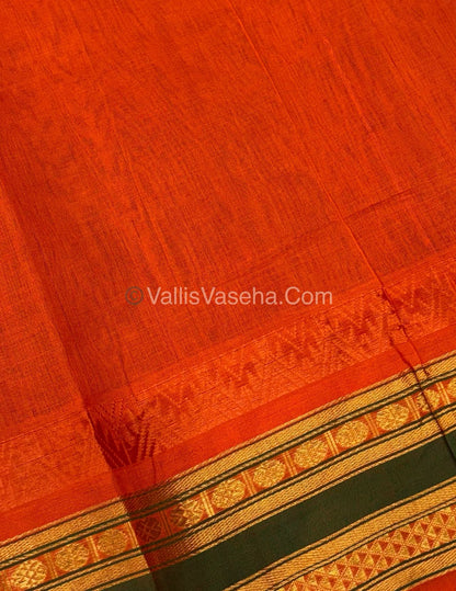 Pure Korvai Silk Cotton Saree - Lavender with Orange- VVKSC030