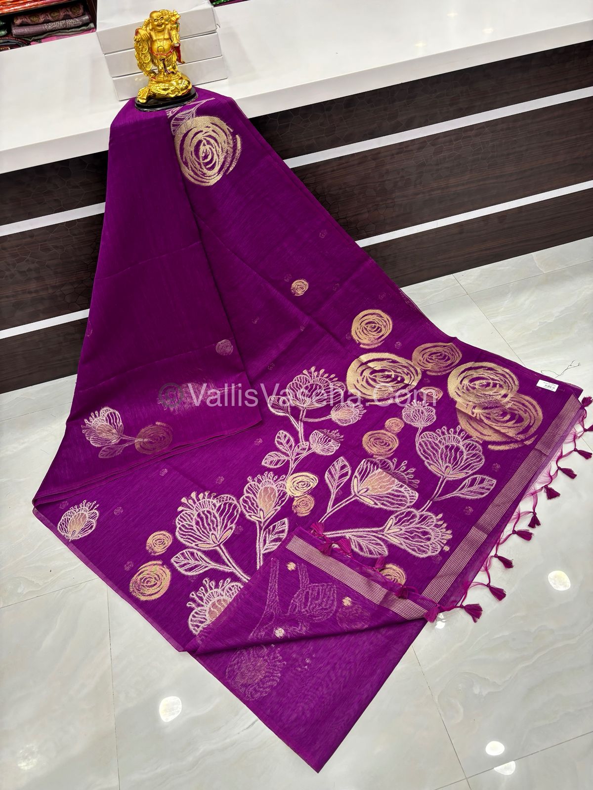 Linen Mixed Jute Silk Saree - Purplish Pink Shade - VVLMJ002