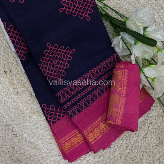 Sungudi Cotton Saree  - Kolam Print  - VVSKP002