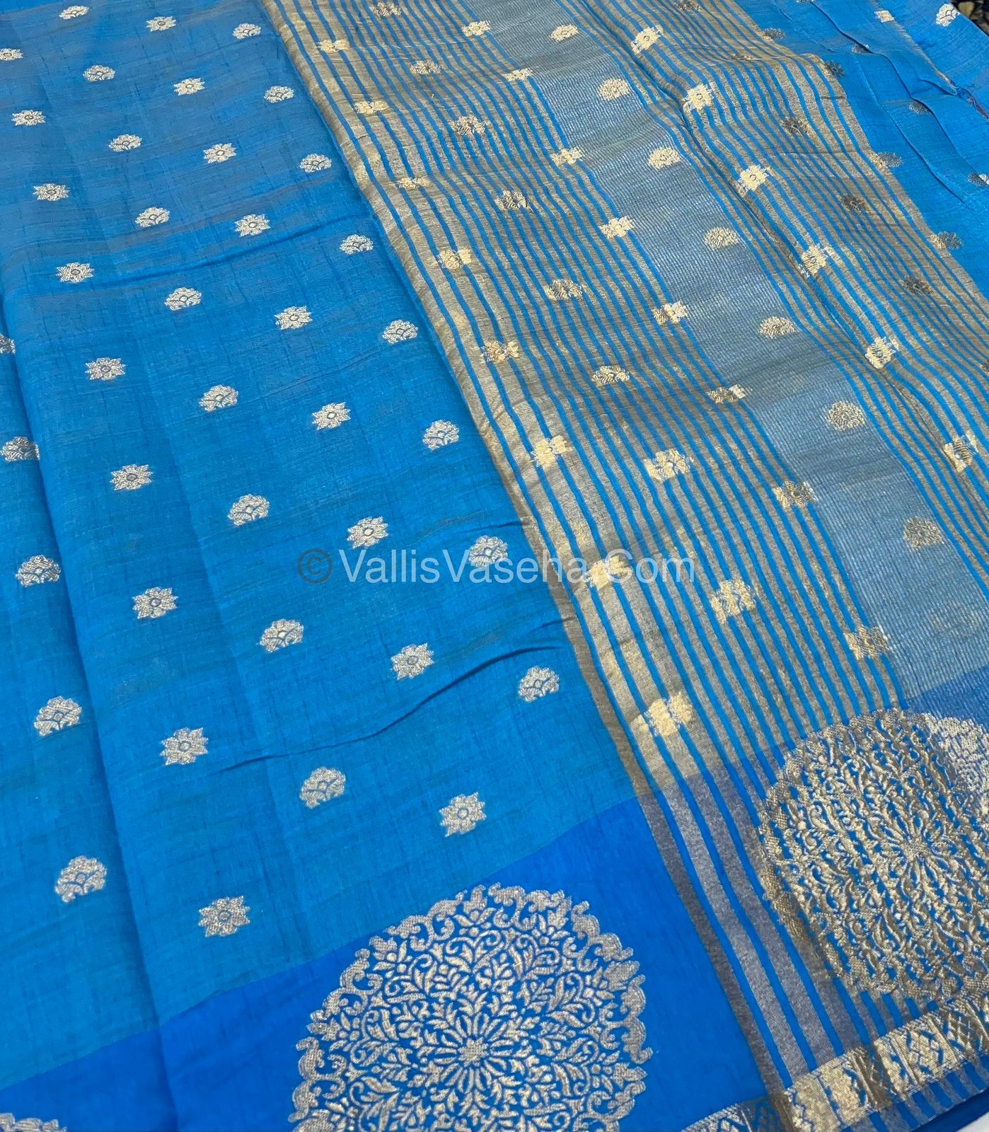 Semi Tussar Silk Saree - Blue shade - VVSTS035