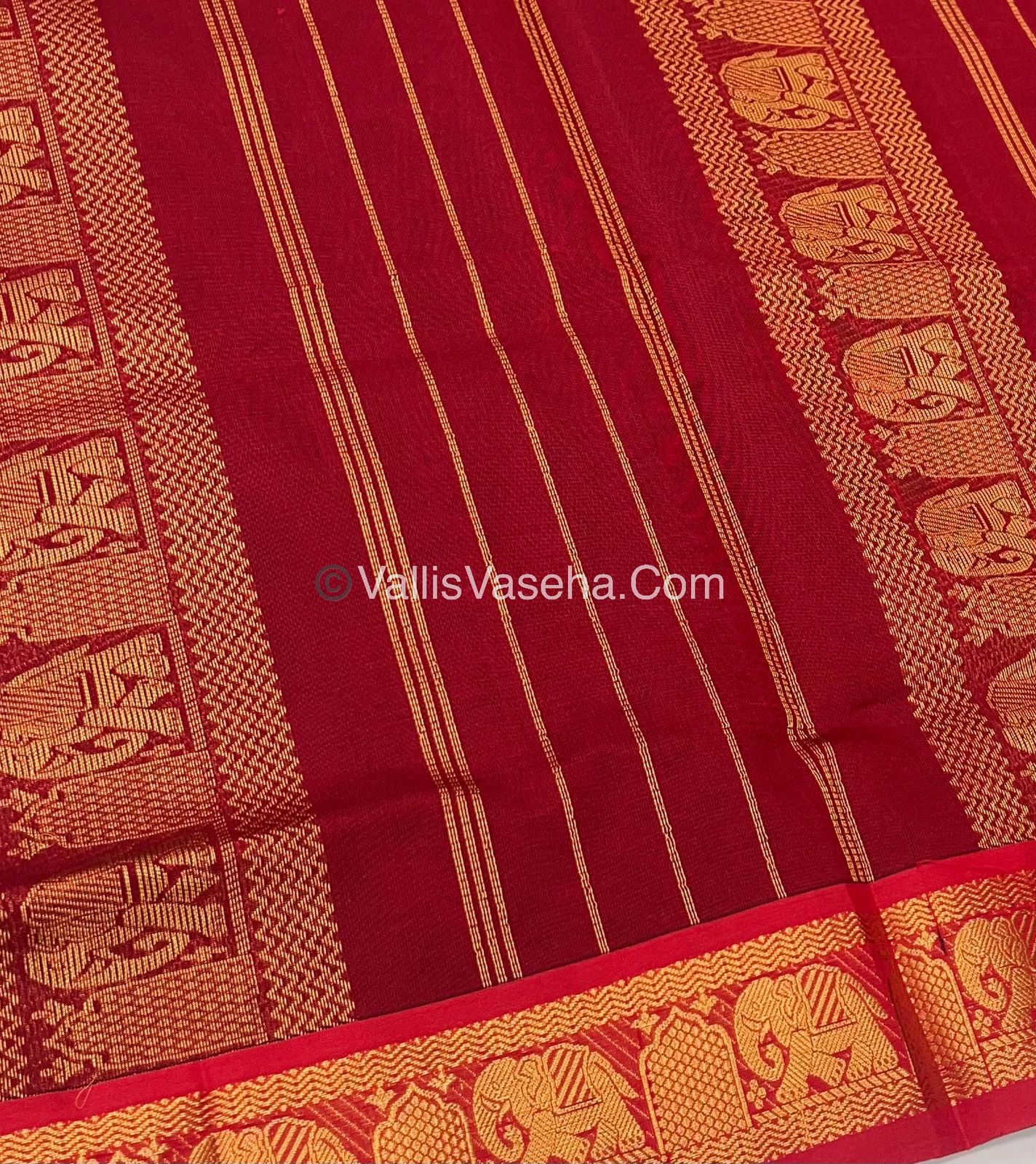 Semi Silk Cotton Saree - Blue With Reddish Maroon Shade - VVSSC007