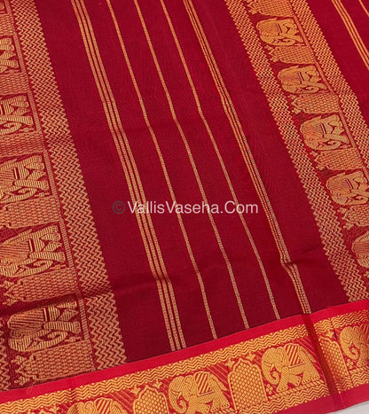 Semi Silk Cotton Saree - Blue With Reddish Maroon Shade - VVSSC007