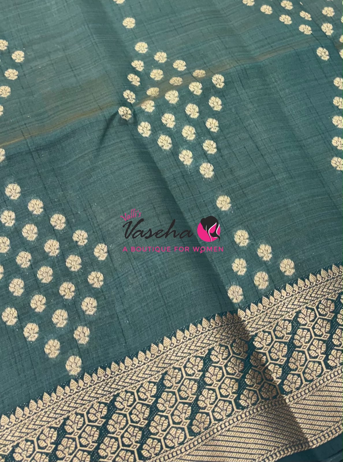 Semi Tussar Silk - Grand Pallu  - Green Shade - VVSTS071