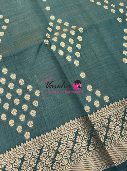 Semi Tussar Silk - Grand Pallu  - Green Shade - VVSTS071