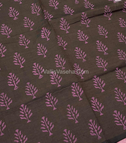 Poly Silk Mixed Cotton - Mirror Work Embroidery - Pink with Brown - VVPCM001