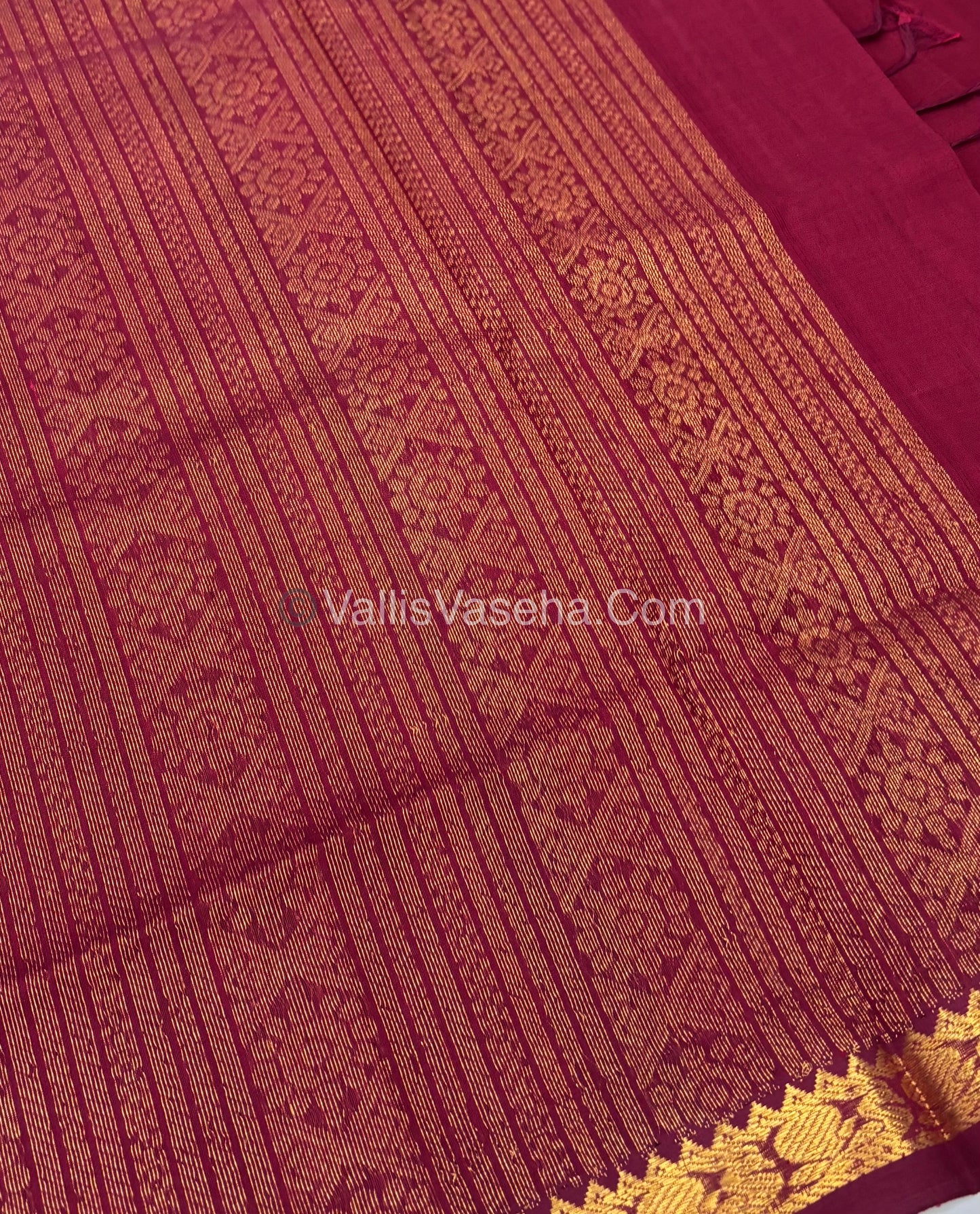 Pure Silk Cotton Saree -  Mayil & Elephant Design - Maroon - VVMES001