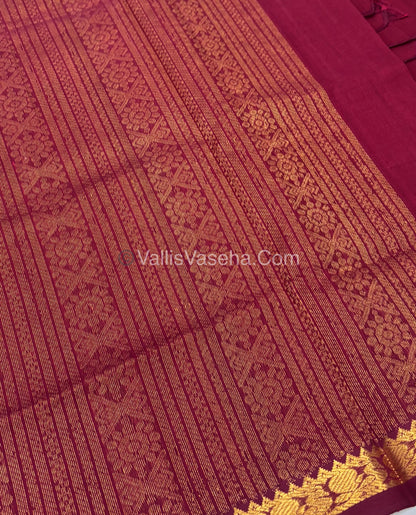 Pure Silk Cotton Saree -  Mayil & Elephant Design - Maroon - VVMES001