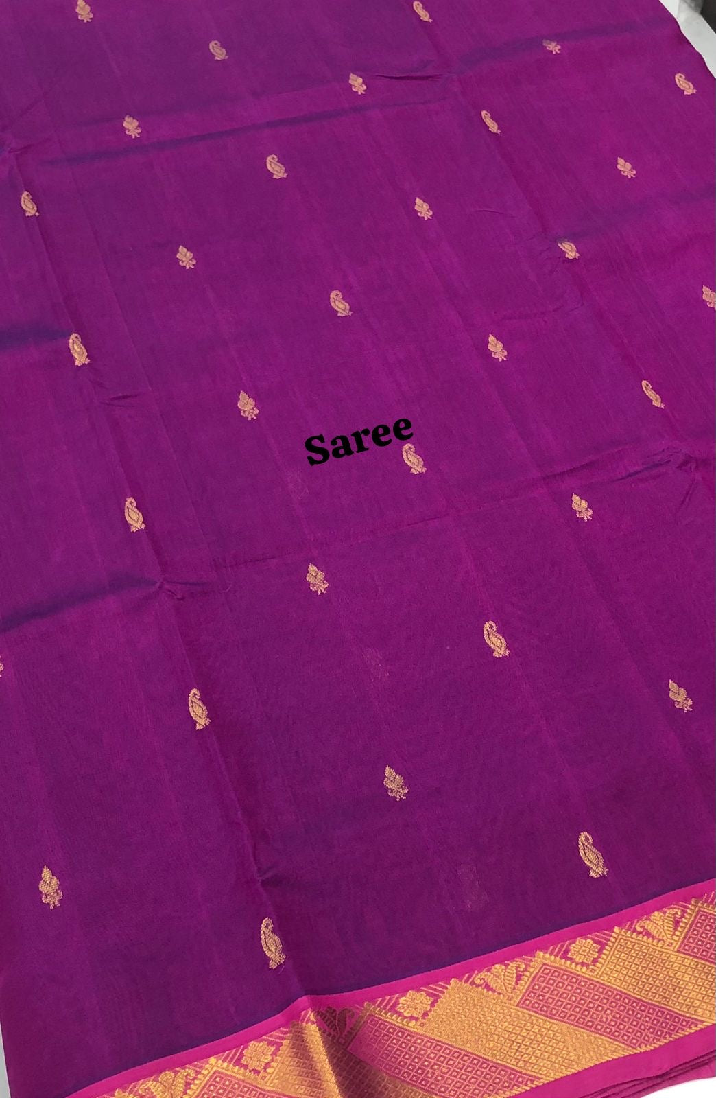 10 yards - Pure Silk Cotton - Purple with Pink - VVTYSC001