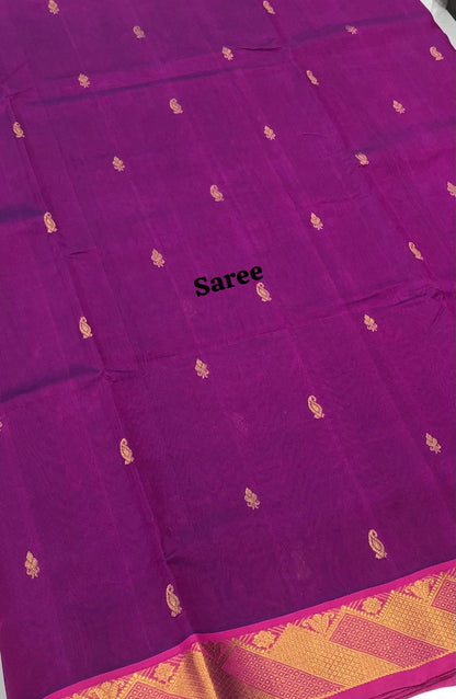 10 yards - Pure Silk Cotton - Purple with Pink - VVTYSC001