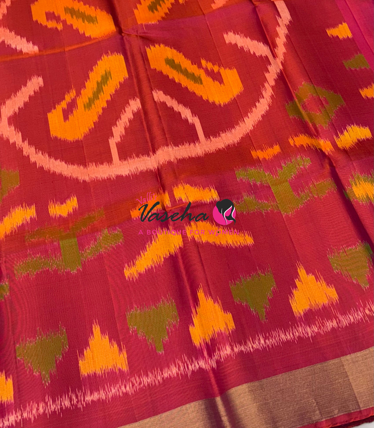 Pure Soft Silk Saree  - Pochampally Weaving - Green & Peach Combo - VVPSS110