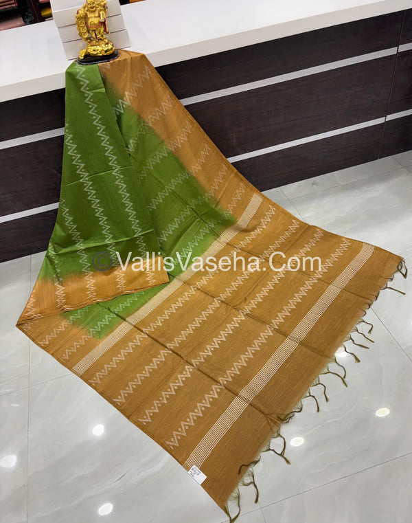 Bhagalpuri Silk - Green With Chikku - VVBS005